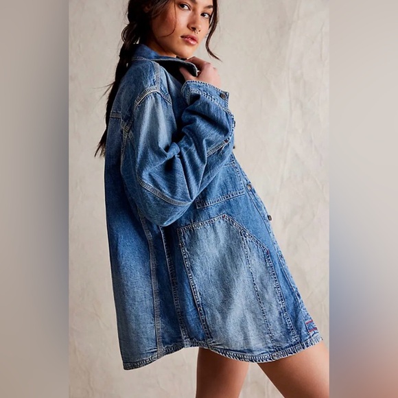 We The Free Tops - Free People We The Free “Lily” Oversized Denim Button Down Work Shirt